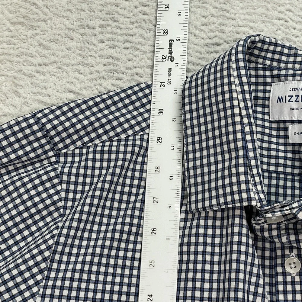 Mizzen Main Leeward XL Standard Fit Performance Dress Shirt‎ Blue white Plaid
